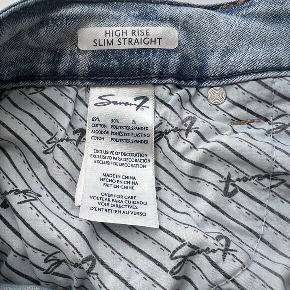 Seven7 Light Wash High Rise Slim Straight Denim Blue Jeans Womens Size 14 - Picture 3 of 9